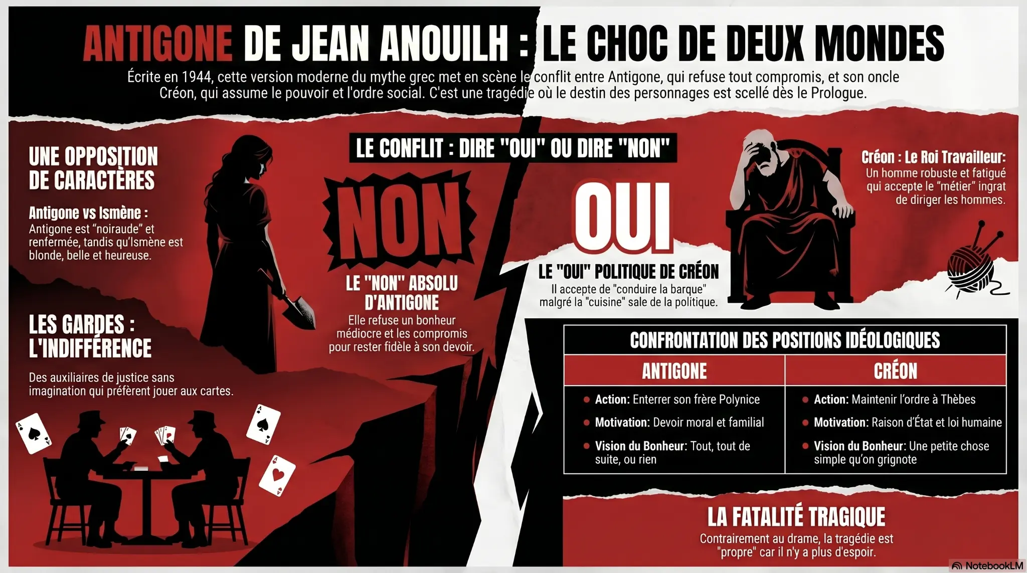 Infographie Antigone de Jean Anouilh : Le choc de deux mondes